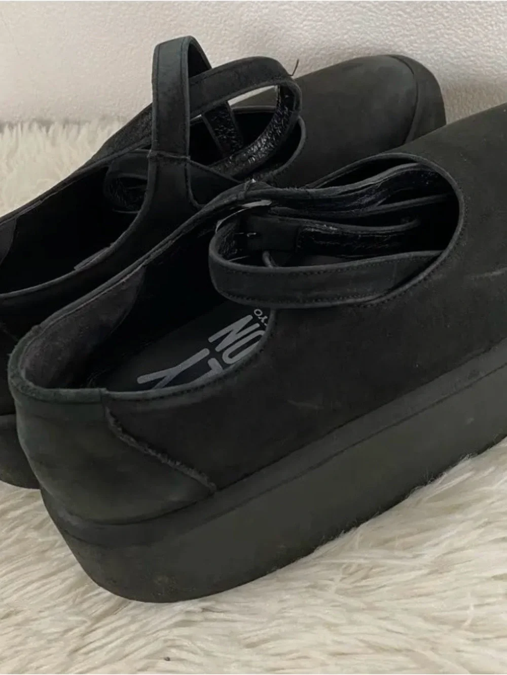 Berry Button Tokyo Bopper Black Ballerina Platform Black Sude Women's Shoes 7